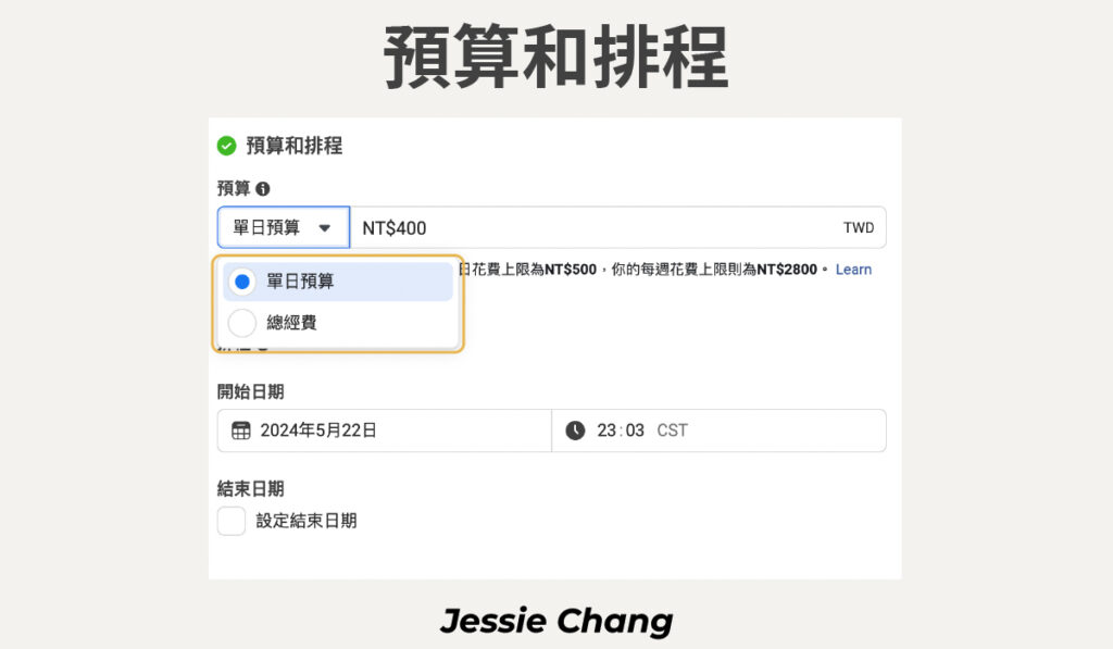 FB廣告－廣告管理員廣告預算設定